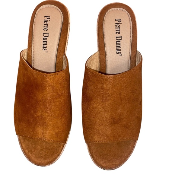 Pierre Dumas Women’s Suede Clogs Cognac/BRN and Natural Size 8-1/2* - Picture 6 of 10